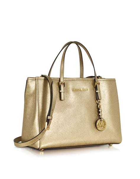 michael kors jet set medium tote pale gold